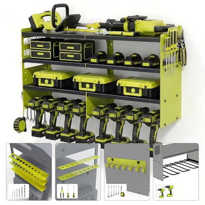 Large Power Tool Organizer Wall Mount - color: Green
