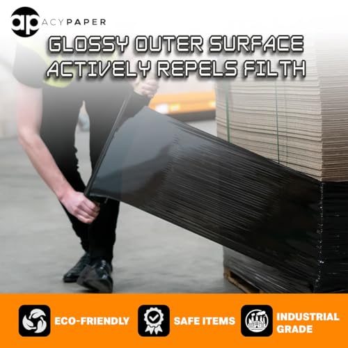 18" Black Stretch Wrap - 1500 Feet, 4 Rolls/Box, 80 Gauge | Durable Industrial Pallet Wrap for Moving, Packing, and Storage by ACYPAPER
