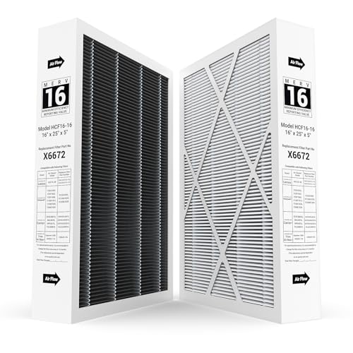 2-pack 6672 16X25X5 MERV 16 Filter Compatible with Lennox 16X25X5 and Lennox HCC16-28 Healthy Climate Carbon Clean MERV 16 Home Furnace Filter for HVAC System, Part # HCF16-16, HCF16-10 - style: a.2-pack X6672 16X25X5 Filter