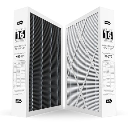 2-pack 6672 16X25X5 MERV 16 Filter Compatible with Lennox 16X25X5 and Lennox HCC16-28 Healthy Climate Carbon Clean MERV 16 Home Furnace Filter for HVAC System, Part # HCF16-16, HCF16-10 - style: a.2-pack X6672 16X25X5 Filter