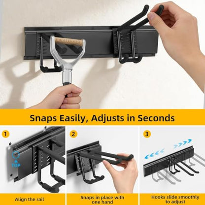 GRENPRO 49.5 Inch Garage Tool Organizer, 6 Double-layer Hooks, Holds 440lbs - size: 49.5 inch