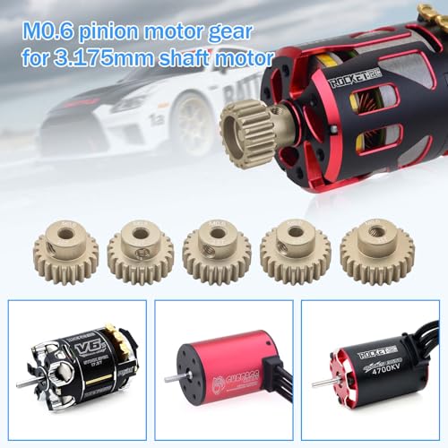 Surpass Hobby M0.6 Pinion Gear 3.175mm 21T 22T 23T 24T 25T Motor Gears for 1/10 RC Car Brushed Brushless Motor Parts - size: 21T 22T 23T 24T 25T