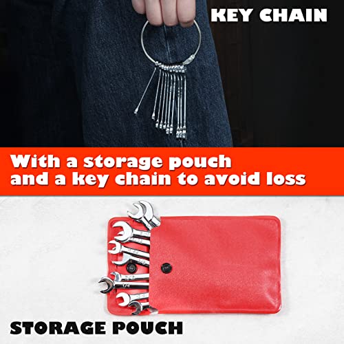 Mini Wrench Set Sae 10 Pcs 5/32" To 7/16" Standard Combination Ignition Wrench Set Small Open End and Box End Spanner with Key Ring for Automotive Technicians and Industrial Users - style: SAE