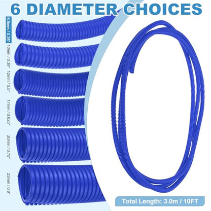 MECCANIXITY Plastic Split Wire Loom Tubing 1/4"(6.5mm) ID 10FT(3.0m), Blue - color: Blue, size: 1/4"(6.5mm) ID x 10FT(3.0m)