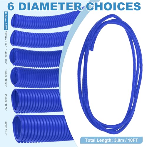 MECCANIXITY Plastic Split Wire Loom Tubing 1/4"(6.5mm) ID 10FT(3.0m), Blue - color: Blue, size: 1/4"(6.5mm) ID x 10FT(3.0m)