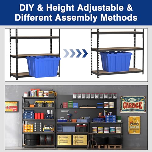 WORKPRO Shelving with MDF Board, 35-3/10”W x 17-1/2”D x 72”H, 1650LBS Load - color: Black, size: 35.3"W x 17.5"D x 72"H
