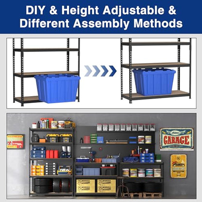 WORKPRO Shelving with MDF Board, 35-3/10”W x 17-1/2”D x 72”H, 1650LBS Load - color: Black, size: 35.3"W x 17.5"D x 72"H