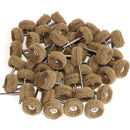 Abrasive Buffing Polishing Wheel Set for Rotary Tool,Removal of Rust Deburring on Metal Surface with 3mm Mandrel,Mini scouring pad Brush Polishing kit(grit 120 Brown 50pcs) - color: grit 120 brown 50pcs