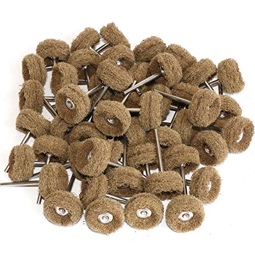 Abrasive Buffing Polishing Wheel Set for Rotary Tool,Removal of Rust Deburring on Metal Surface with 3mm Mandrel,Mini scouring pad Brush Polishing kit(grit 120 Brown 50pcs) - color: grit 120 brown 50pcs