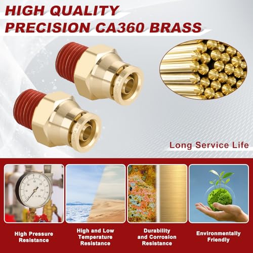 DOT Approved Male Straight Brass Union 3/8" Tube x 1/4" NPT, 4PCS - size: 3/8" OD x 1/4" NPT