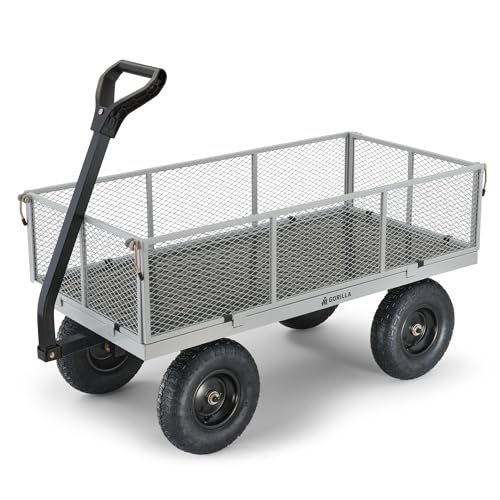 Gorilla Carts Steel Utility Garden Cart, 1000 lb. Capacity, Gray - color: Gray