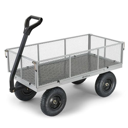 Gorilla Carts Steel Utility Garden Cart, 1000 lb. Capacity, Gray - color: Gray