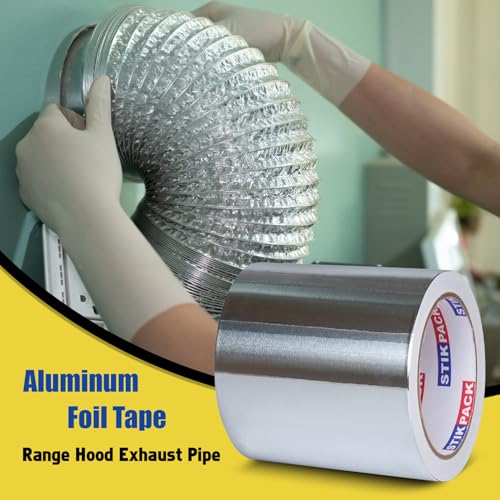 Aluminum Foil Tape 6 inch x 60ft (20 Yards) Heavy Duty HVAC Duct Tape for Ductwork – High Temperature Silver Foil Tape for Insulation, Metal Repair, Exhaust Sealing & Patching - size: 6 Inches x 20 Yards