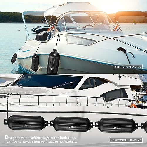 4 Pack 8.5 x 27 Inches Boat Fenders Bumpers for Docking - color: Obsidian Black