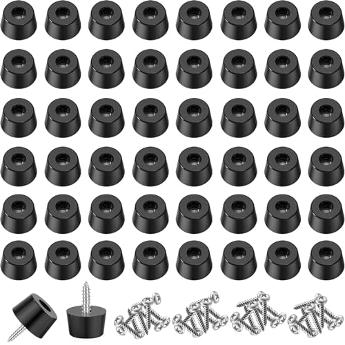 smseace 100Pieces Rubber Feet for Cutting Board with Stainless Steel Washer and Screws, 0.43inch H x 0.75inch D, Non-Slip Rubber Feet for Furniture, Electronics, Tables, Sofas - size: 0.75"W x 0.43"H - 100Pcs