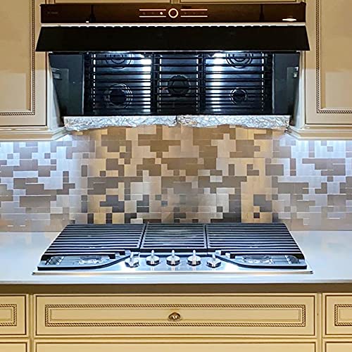 DICOFUN 10-Sheet Peel and Stick on Tile Backsplash Stainless Steel Metal for Kitchen Stove - color: Brushed Aluminum, size: 10 Sheets, 12"x12"x0.12"
