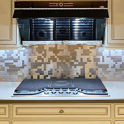 DICOFUN 10-Sheet Peel and Stick on Tile Backsplash Stainless Steel Metal for Kitchen Stove - color: Brushed Aluminum, size: 10 Sheets, 12"x12"x0.12"