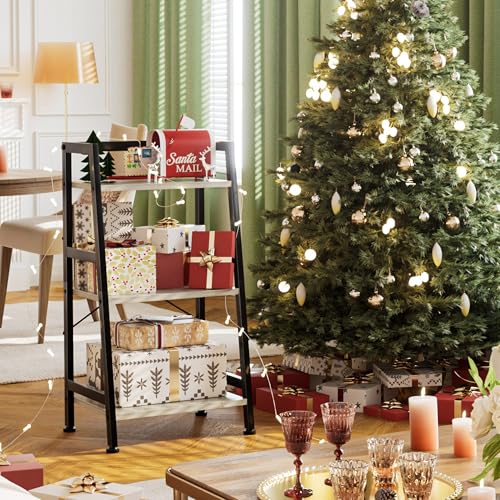 3-Tier Bookshelf, Ladder Shelf, Stand up Shelves, Industrial Bookcase with Steel Frame, Metal Small Bookcase, for Living Room, Home Office, Kitchen, Bedroom, Industrial Style（Greige & Black） - color: Greige & Black, size: 3 Tier (11.8"D x 16.5"W x 31.3"H)