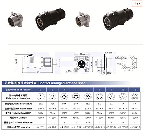 LP20 5 Pin Female Power Industrial Quick-Disconnected Male and Female Plug Socket Bulkhead Connector - color: Feamle plug & male socket, size: LP20 5F