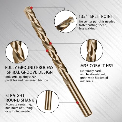 115Pcs Cobalt Drill Bits Set M35 HSS Jobber Length - size: 115PCS Cobalt Drill Bit