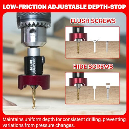 KEENTECH 3/8" x 1/8" Carbide Tipped Countersink Drill Bit with Depth Stop - size: 3/8" * 1/8"