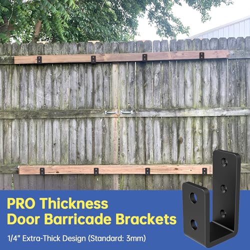 2x4 Door Barricade Brackets,(8pcs) Heavy-Duty Metal U Bracket for Home, Garage, Gate, Barn, Shed，Black - color: 8 pack-3MM