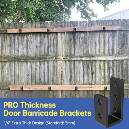 2x4 Door Barricade Brackets,(8pcs) Heavy-Duty Metal U Bracket for Home, Garage, Gate, Barn, Shed，Black - color: 8 pack-3MM
