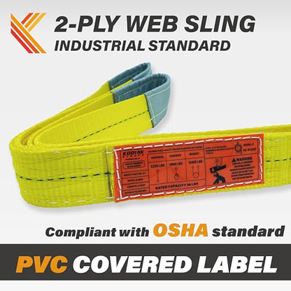 2-Ply Lifting Sling Straps 2”x 20ft - 6200lbs Vertical Capacity Heavy Duty Flat Eye Lift Sling, for Rigging Moving Towing Hoisting -2Pack - Kodiak Straps - color: 2 PACK, size: 2inch x 20ft