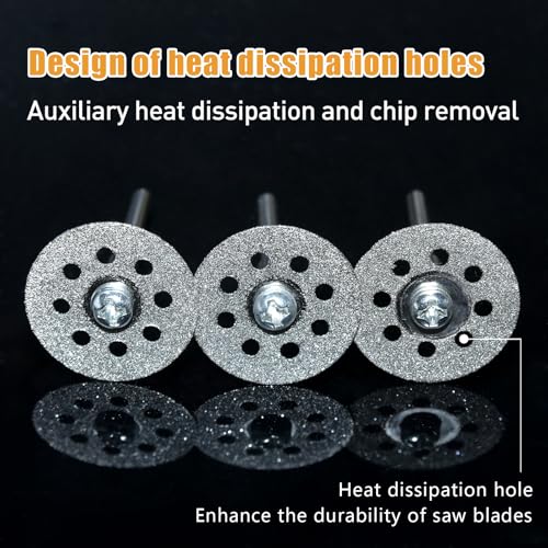 20 pcs 545 Diamond Cutting Wheel Cut Off Discs Coated (22mm) for Dremel Rotary Tool with 402 Mandrel (3mm) 4pcs and Screwdriver for Rotary Tool Accessories