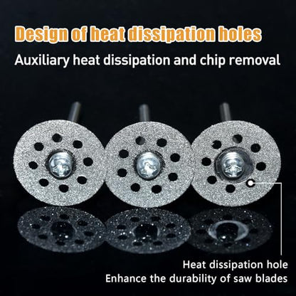 20 pcs 545 Diamond Cutting Wheel Cut Off Discs Coated (22mm) for Dremel Rotary Tool with 402 Mandrel (3mm) 4pcs and Screwdriver for Rotary Tool Accessories