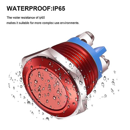 Gebildet 2pcs 16mm 3A/12V 24V 36 DC 110V 250VAC 1NO SPST Momentary Push Button Switch IP65 waterproof Aluminium Alloy Shell Screw Terminal (Red Shell) - size: 16mm-Red