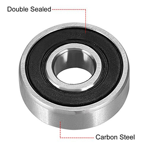 uxcell 608-2RS Deep Groove Ball Bearing Double Sealed 180016, 8mm x 22mm x 7mm High Carbon Steel Z1 Bearings (Pack of 10) - size: 8mmx22mmx7mm
