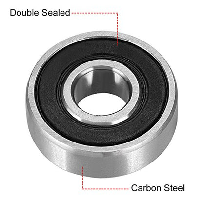uxcell 608-2RS Deep Groove Ball Bearing Double Sealed 180016, 8mm x 22mm x 7mm High Carbon Steel Z1 Bearings (Pack of 10) - size: 8mmx22mmx7mm