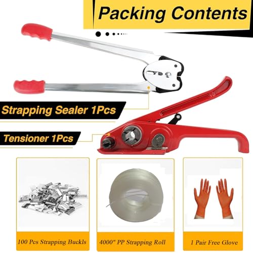 PP Banding Strapping Kit, Heavy Duty Pallet Strapping Package Kit - color: White