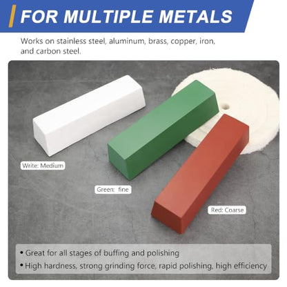 SCOTTCHEN Heavy-Duty Buffing Polishing Compound 5.25 lbs.Kit-3 Pack - size: 84 Oz. - Green Fine/White Medium/Red Coarse