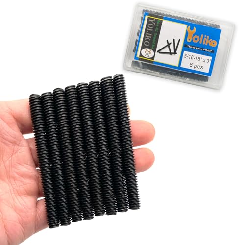 8pcs Black Zinc Fully All Threaded Rod Carbon Steel Long Thread Screw 5/16x3 for Furniture Garden Railing Mounting Assembly Fastening Steel Frame Connection Full Thread Rod for Furniture - size: Black-Zinc 5/16x3 Inch-8P
