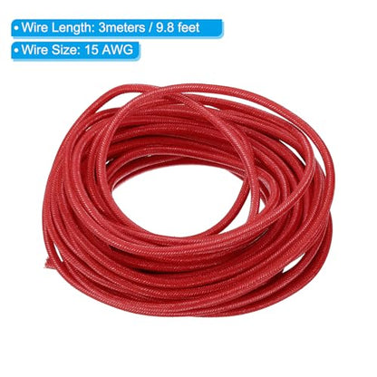 PATIKIL 9.8Ft 15AWG Electronic Wire, -30 to 200 Degrees Celsius Insulated High Temperature Resistant Electrical Flexible Silicone Cable for Lamp Boiler Heater, Red - color: Red, size: 15AWG