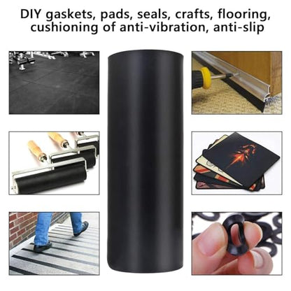 Neoprene Rubber Sheet 1/16" Thick x 16" Wide x 118" Long, Solid Rubber Sheets, Rolls & Strips for Gaskets Material, Pads, Crafts, Weather Stripping, Flooring, Black - size: 1/16" T x 16" W x 118" L
