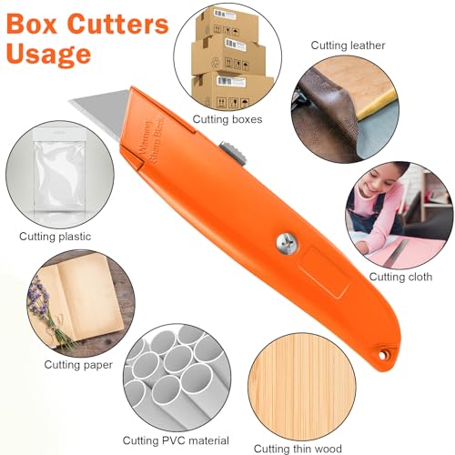 Reginary 20 Pcs Box Cutter Bulk Retractable Utility Knife, Orange - color: Orange