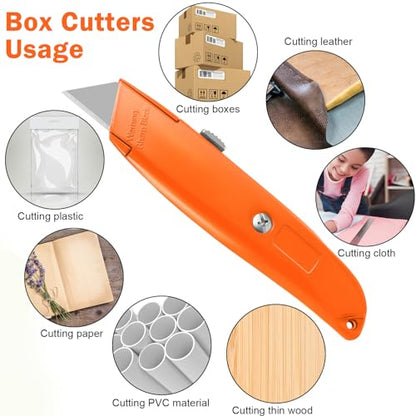 Reginary 20 Pcs Box Cutter Bulk Retractable Utility Knife, Orange - color: Orange