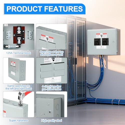 THQL Circuit Breaker Panels, 4-Space, 125A Circuit Breaker Distribution Box, 120V/240V Circuit Breaker Electrical Enclosure,Indoor Main Lug Load Center - style: 4 SPACE