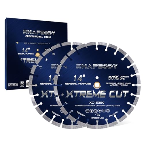 RHAPSODY 14Inch Diamond Concrete Saw Blade 2Pcs,Segmented General Purpose - color: Segmented Blade, size: 14Inch