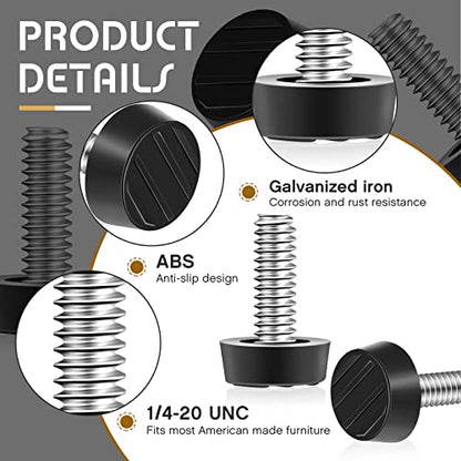Hotop 1/4-20 UNC Thread Adjustable Furniture Levelers Screw in, 10 Pack