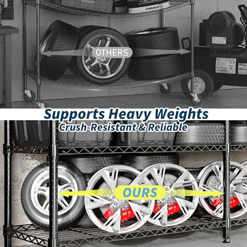 Garvee Metal Storage Shelves 4-Tier, Wire Shelving Rack 59"Wx13.8"Dx59.5"H, - size: 59" W x 13.8" D x 59.5" H(4 Tiers)