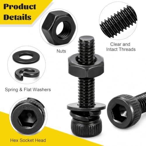 1200pcs M2 Hex Socket Head Screws Assortment Kit,M2x4/6/8/10/12/16 mm - size: M2 1200pcs