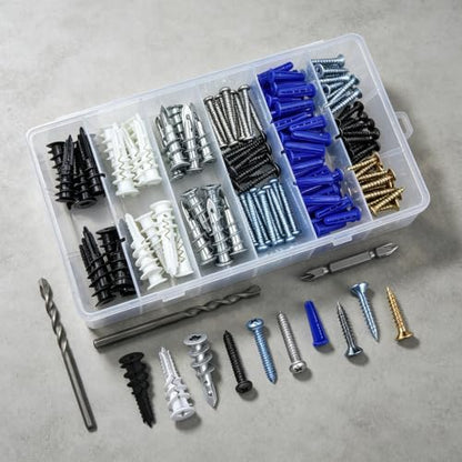 Wensilon Self-Drilling Drywall Anchors and Screws Kit, 182 Count - color: 3 color Drywall Plastic Anchors Kit