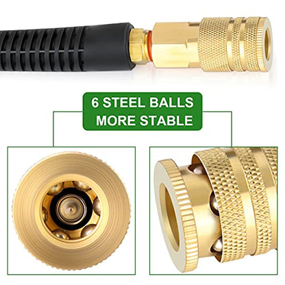 TAISHER 1/4" x 25FT Reinforced Polyurethane Recoil Air Hose With 1/4”NPT Brass air coupler and Plug & Bend Restrictors - size: 25FT