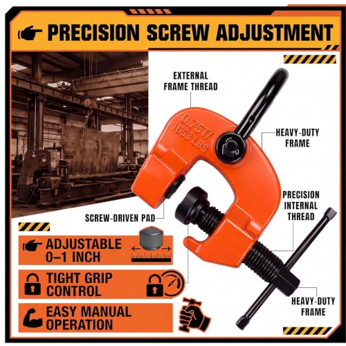 Frienda Plate Lifting Clamp 1655 Lbs/0.75 T Adjustable Opening 0-1.1 Inch - size: 0-1.1 Inch, style: 1655 Lbs/ 0.75 T