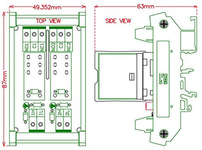 Electronics-Salon DIN Rail Mount AC/DC 24V Control 2 SPDT 16Amp Pluggable Power Relay Module, G2R-1-E - style: 2 Channel 24V