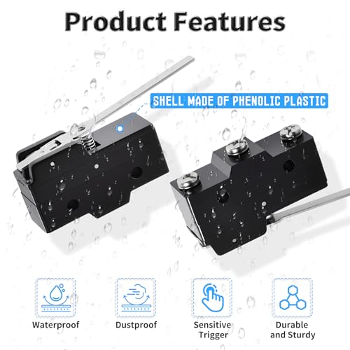 2 Pcs TM-1701 Micro Limit Switch, 15A 250VAC Micro Switch, SPDT - color: TM-1701